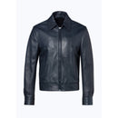 Blouson Cuir Zippé Agneau - Marine