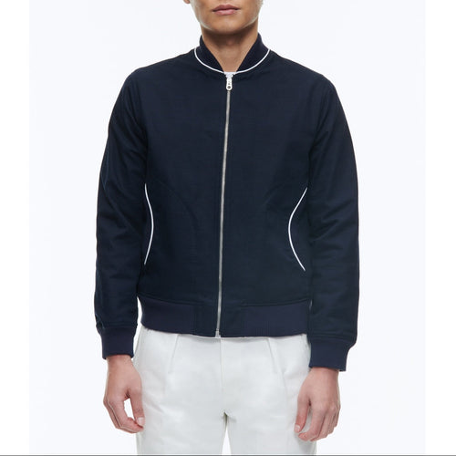 Blouson En Toile De Coton Effet Lin - Bleu