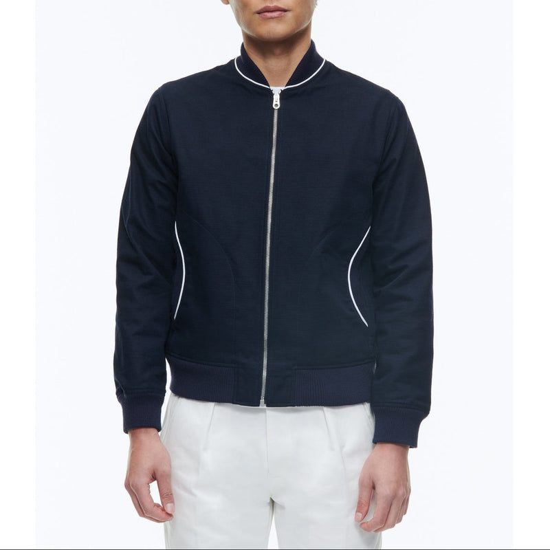 Blouson En Toile De Coton Effet Lin - Bleu