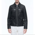 Fursac - Chaqueta de piel de vacuno con cremallera - Negro