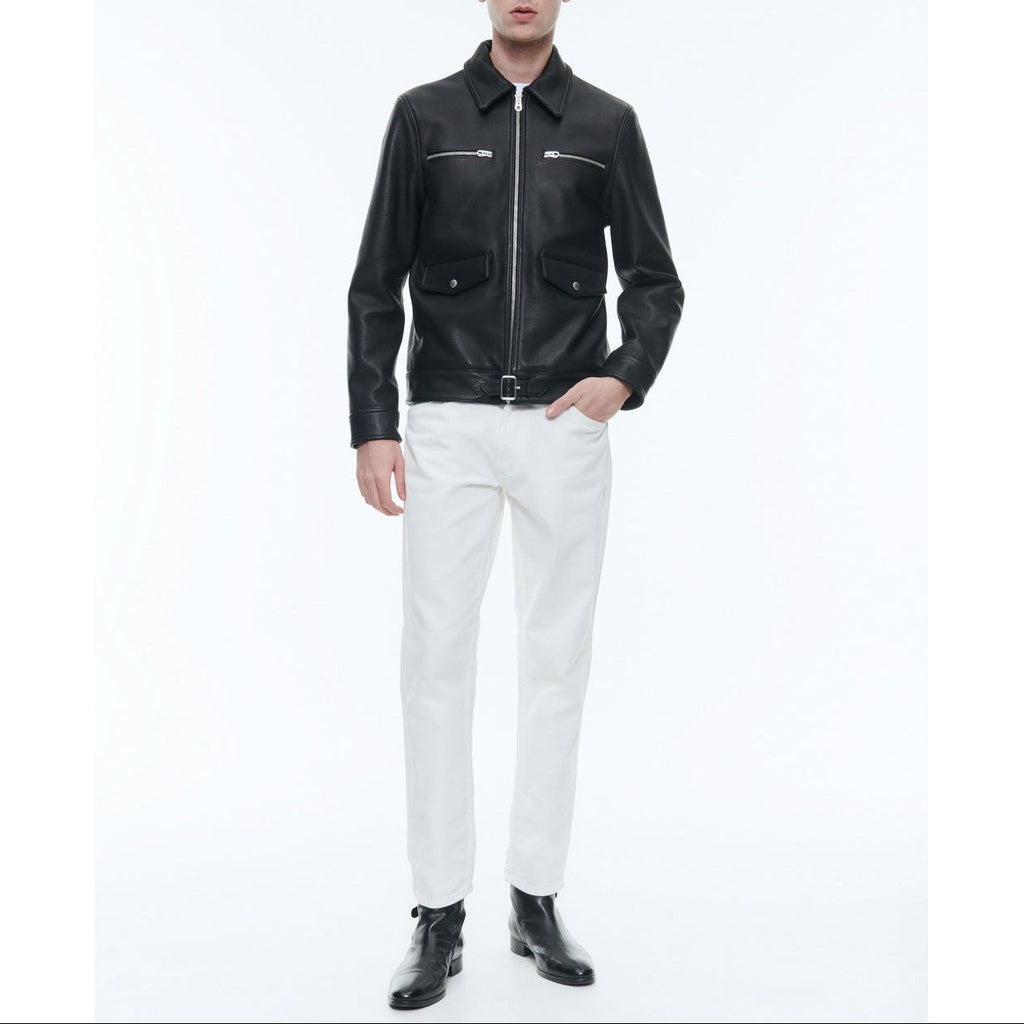 Fursac - Chaqueta de piel de vacuno con cremallera - Negro