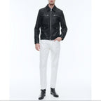 Fursac - Chaqueta de piel de vacuno con cremallera - Negro