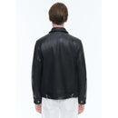 Chaqueta de piel de vacuno con cremallera - Negro