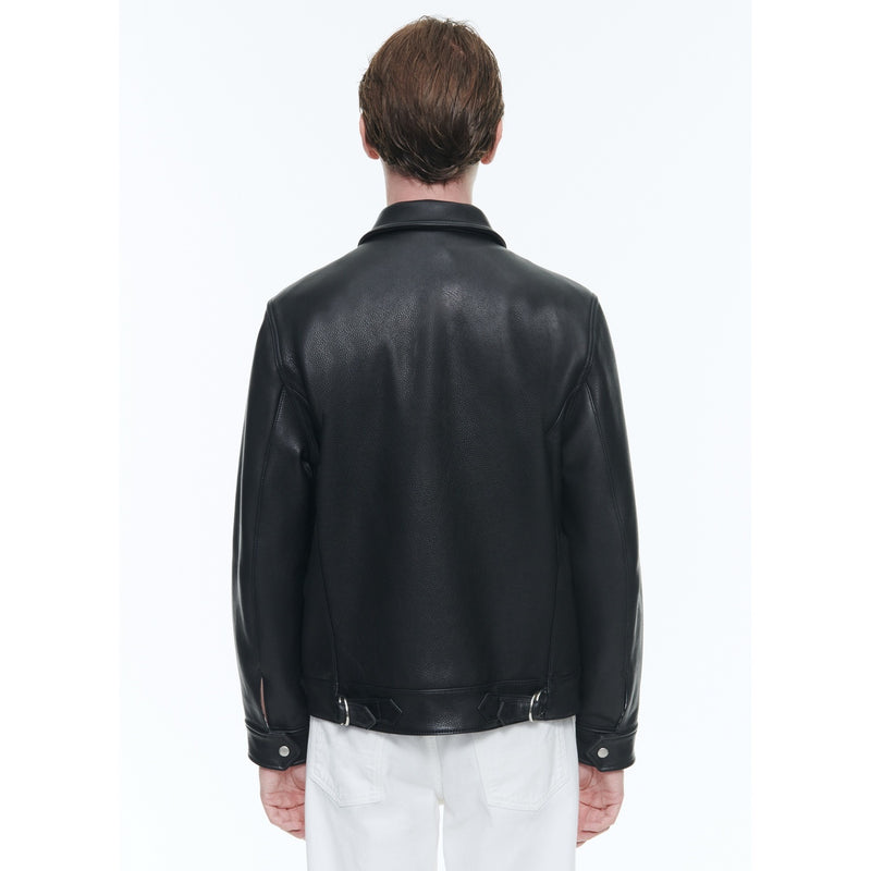 Blouson Cuir Zippé Vachette - Noir