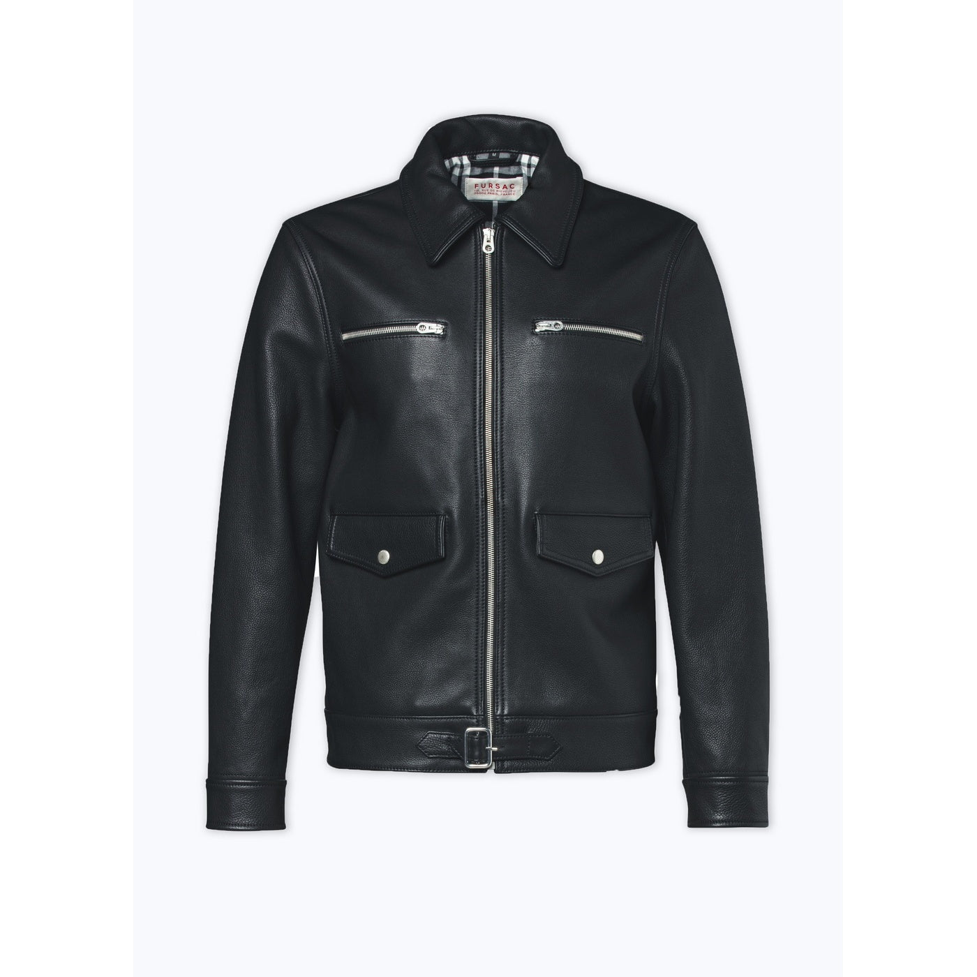 Fursac - Chaqueta de piel de vacuno con cremallera - Negro
