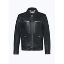 Chaqueta de piel de vacuno con cremallera - Negro