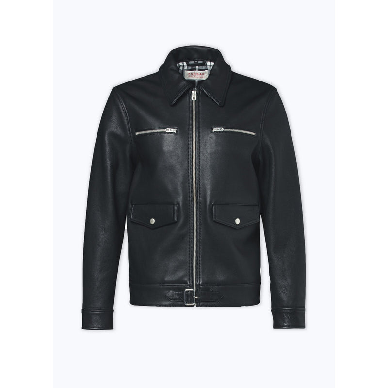 Blouson Cuir Zippé Vachette - Noir