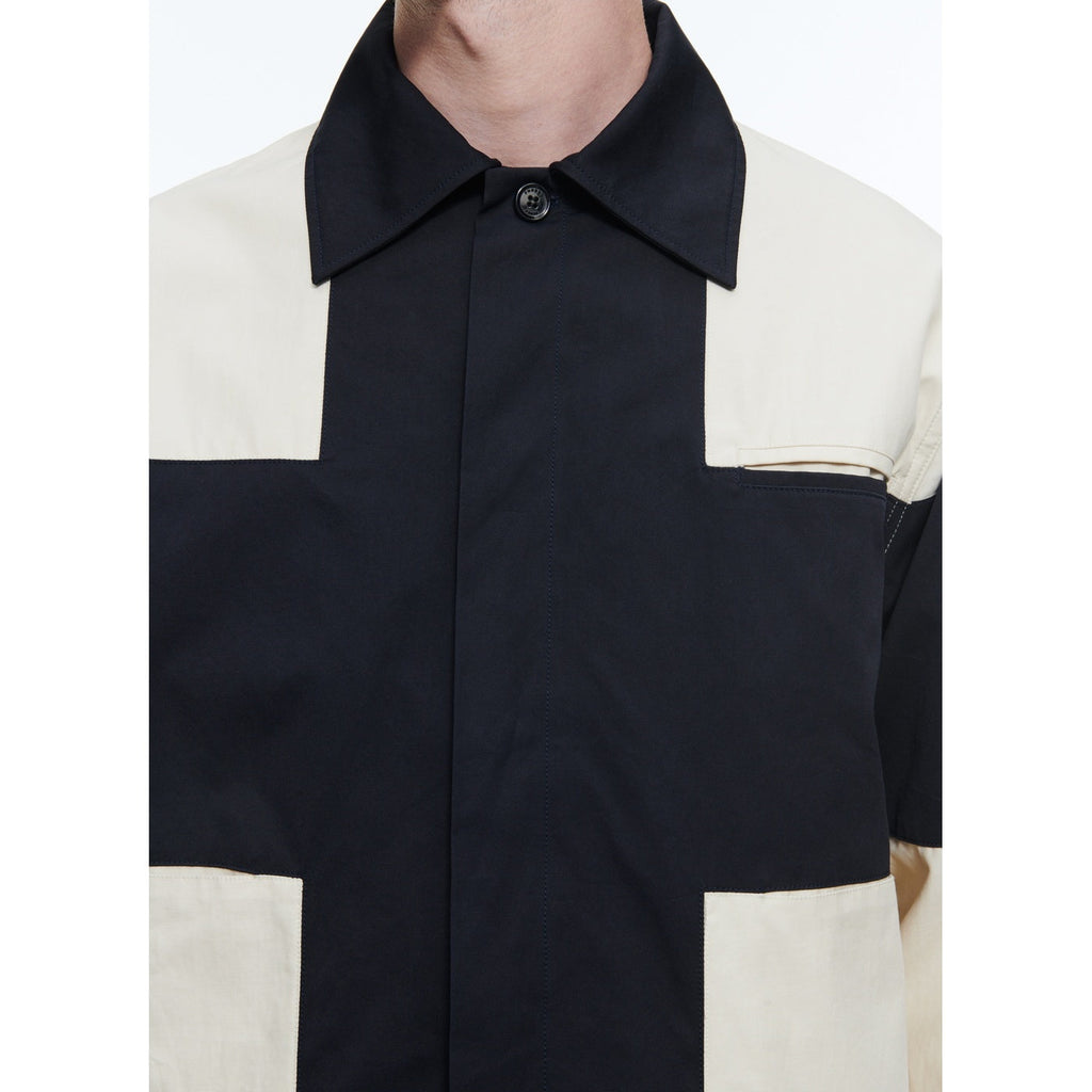 Fursac - Blouson En Toile Déperlante - Beige Et Bleu Marine