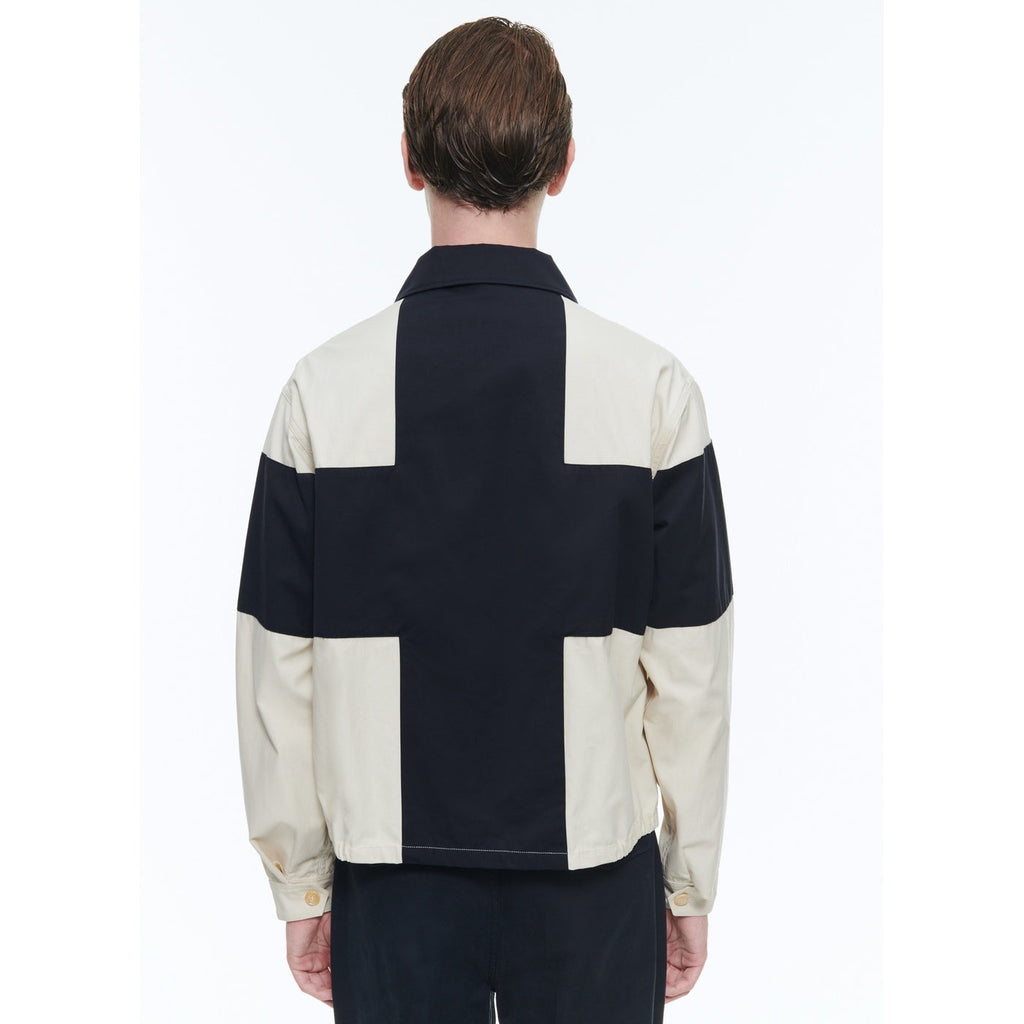 Fursac - Blouson En Toile Déperlante - Beige Et Bleu Marine
