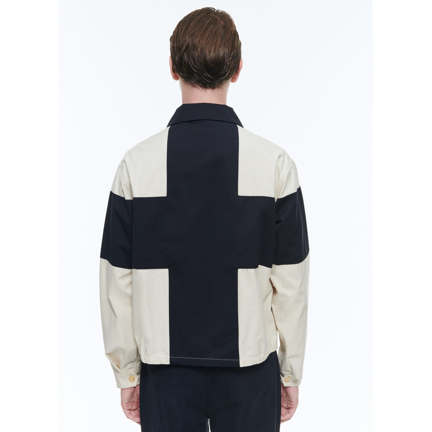 Fursac - Blouson En Toile Déperlante - Beige Et Bleu Marine