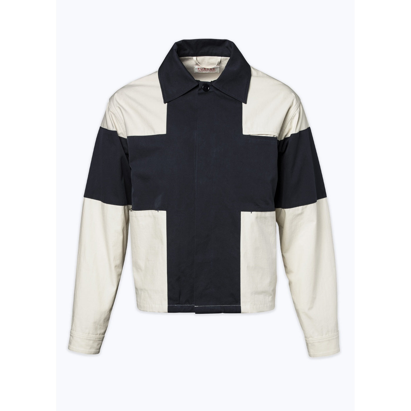 Fursac - Blouson En Toile Déperlante - Beige Et Bleu Marine