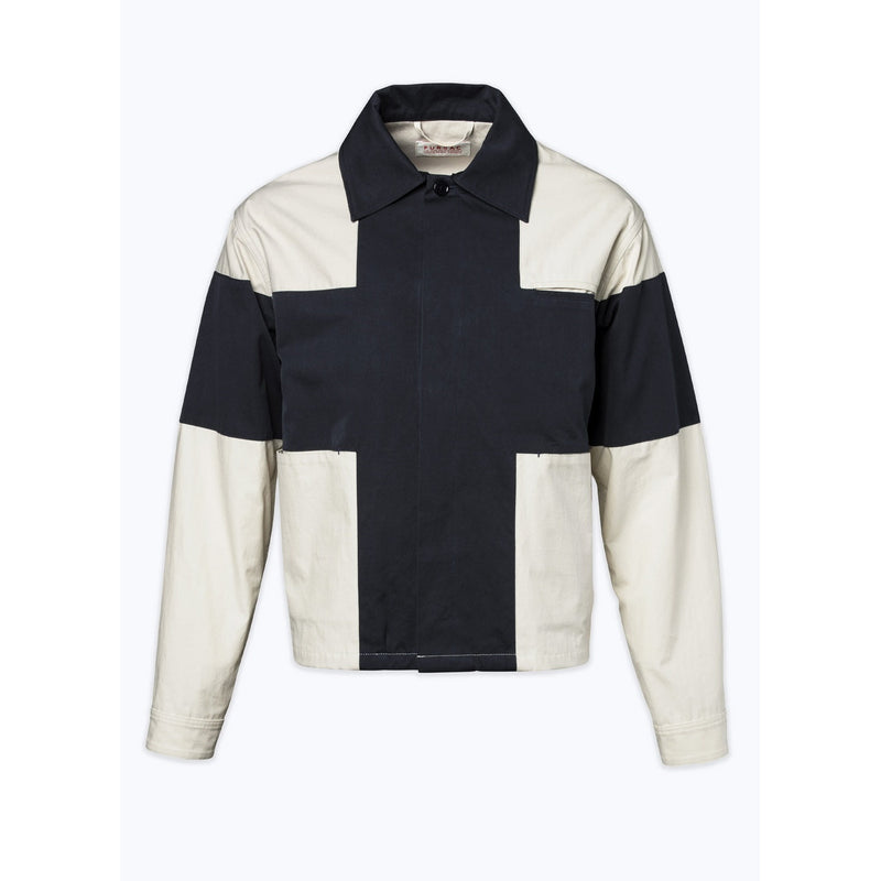 Fursac - Chaqueta de lona repelente al agua - Beige y azul marino