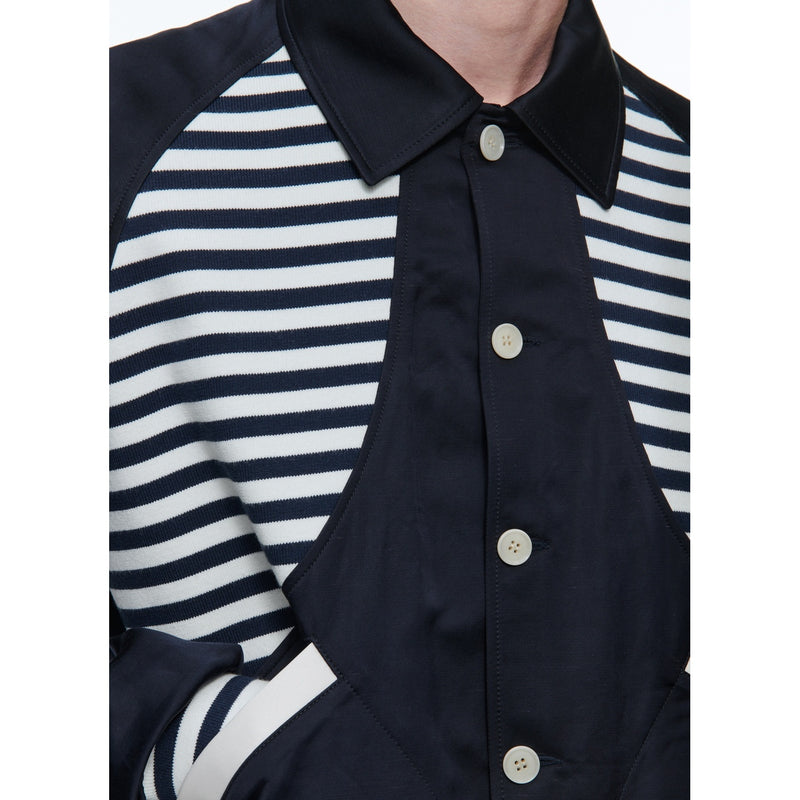 Blouson Rayé "Atlantique" En Toile - Bleu Marine - Empiècements Rayés