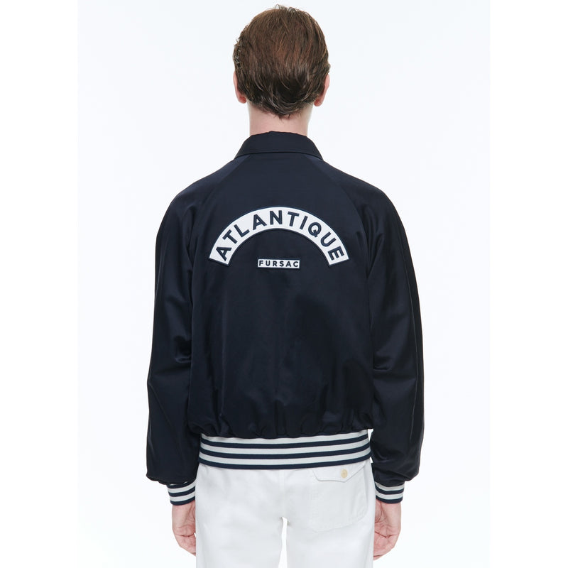 Blouson Rayé "Atlantique" En Toile - Bleu Marine - Empiècements Rayés