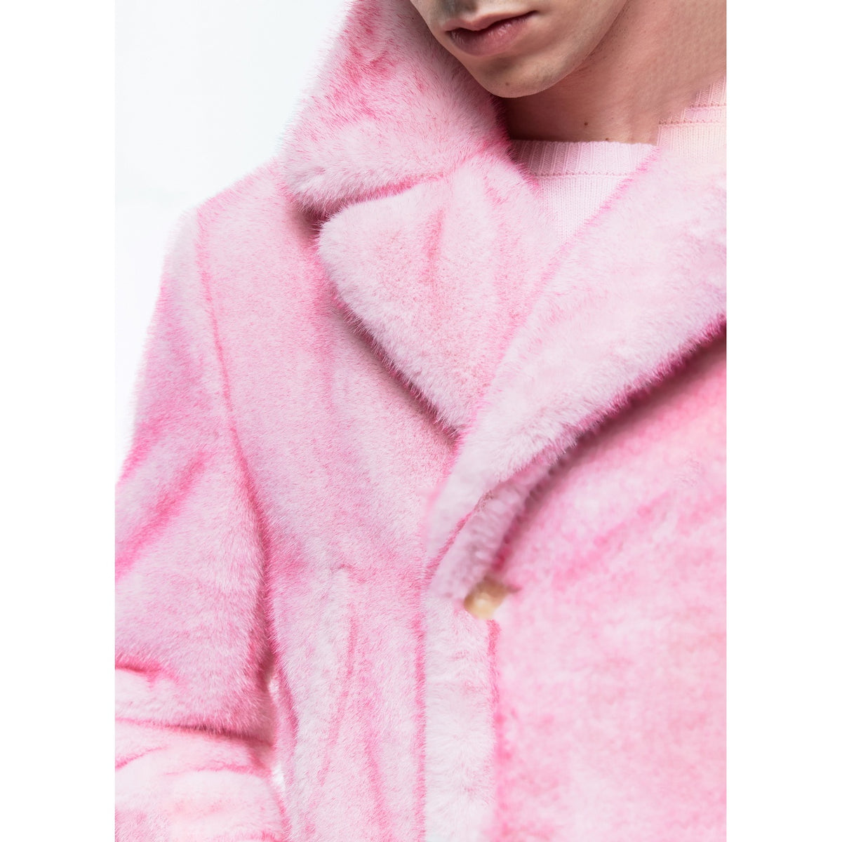 Manteau Croisé En Fausse Fourrure - Rose