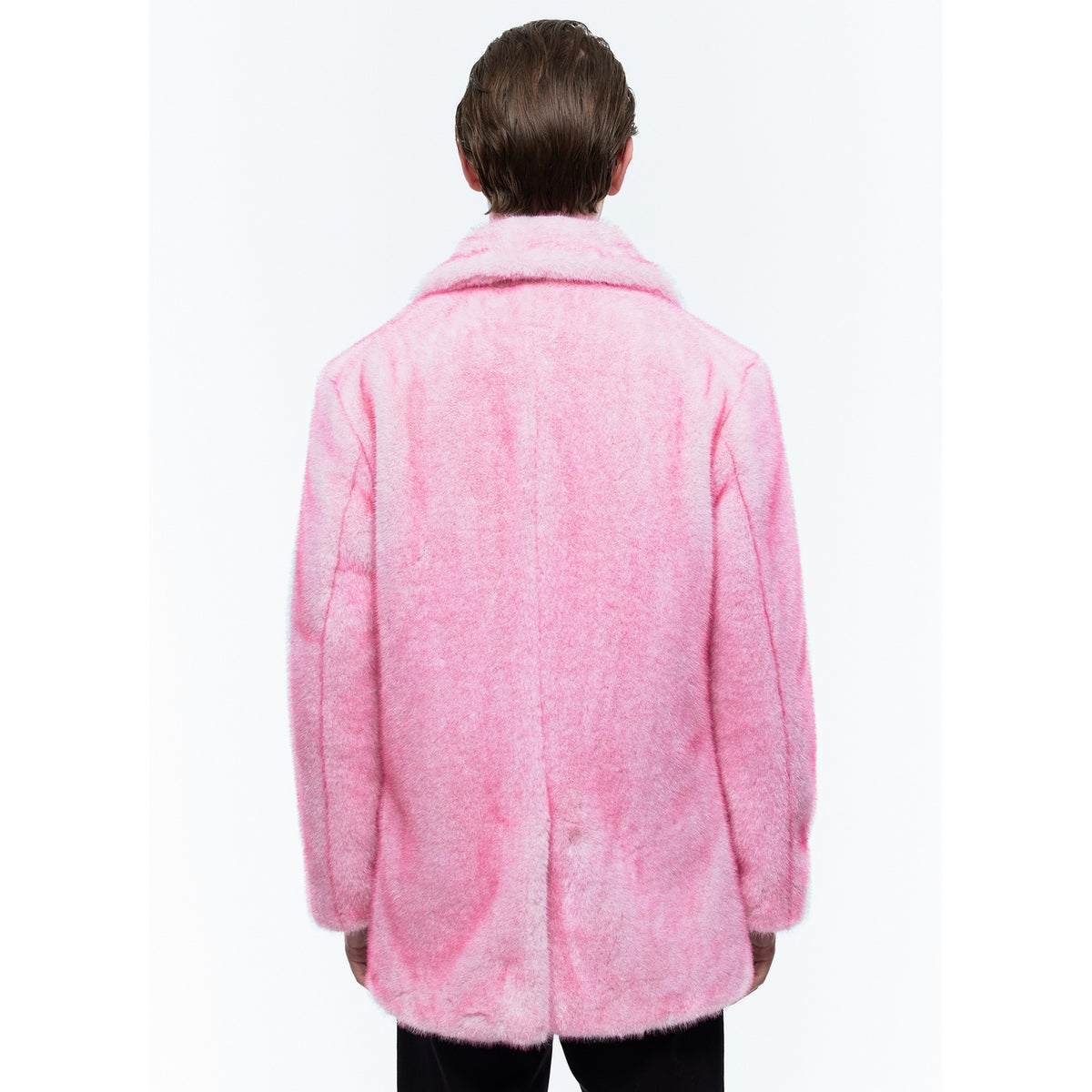 Manteau Croisé En Fausse Fourrure - Rose
