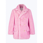 Manteau Croisé En Fausse Fourrure - Rose