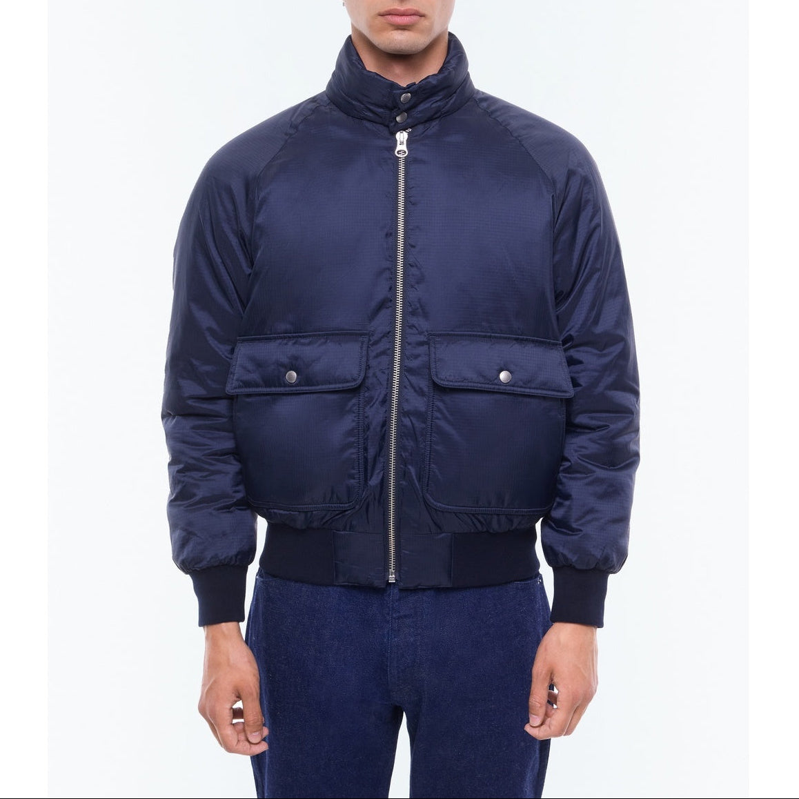 Water-Repellent Fabric Jacket - Navy Blue