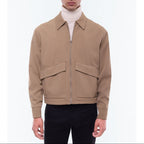 Blouson En Twill De Laine Mélangée - Beige