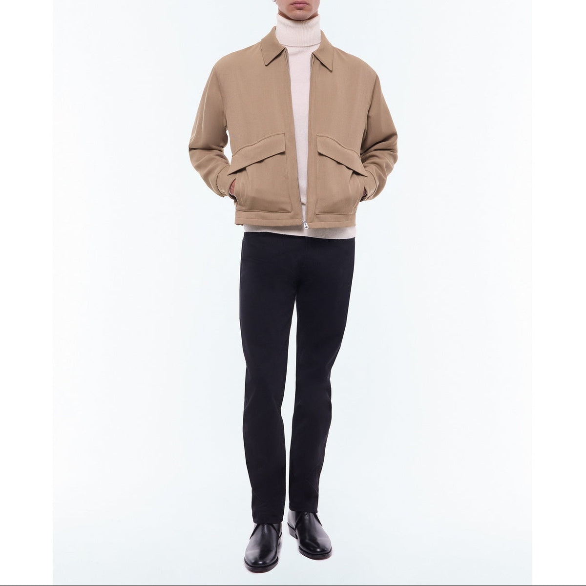 Blouson En Twill De Laine Mélangée - Beige