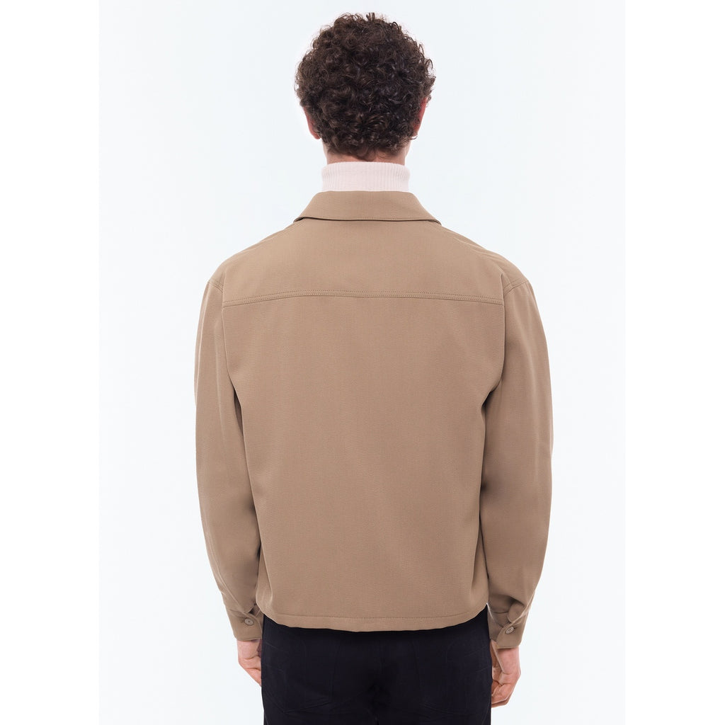Blouson En Twill De Laine Mélangée - Beige