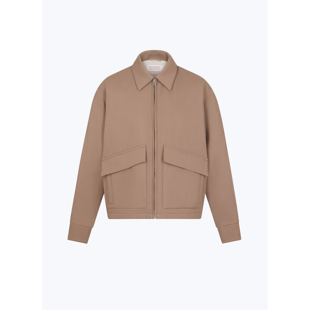 Blouson En Twill De Laine Mélangée - Beige
