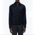 Wool Blend Twill Jacket - Navy Blue