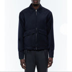 Wool Blend Twill Jacket - Navy Blue