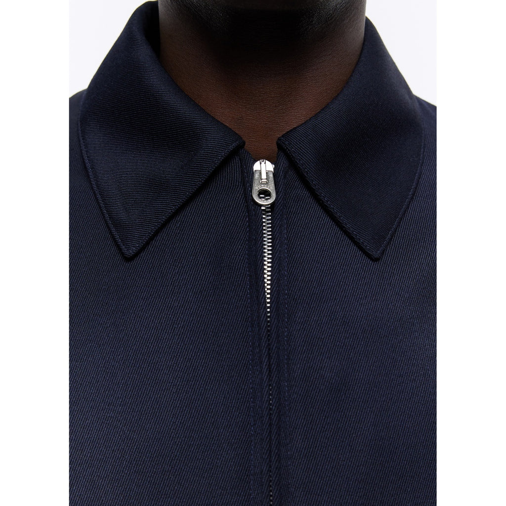Wool Blend Twill Jacket - Navy Blue