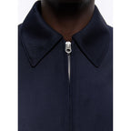 Wool Blend Twill Jacket - Navy Blue