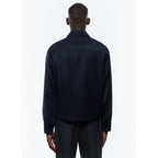 Wool Blend Twill Jacket - Navy Blue