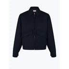 Wool Blend Twill Jacket - Navy Blue