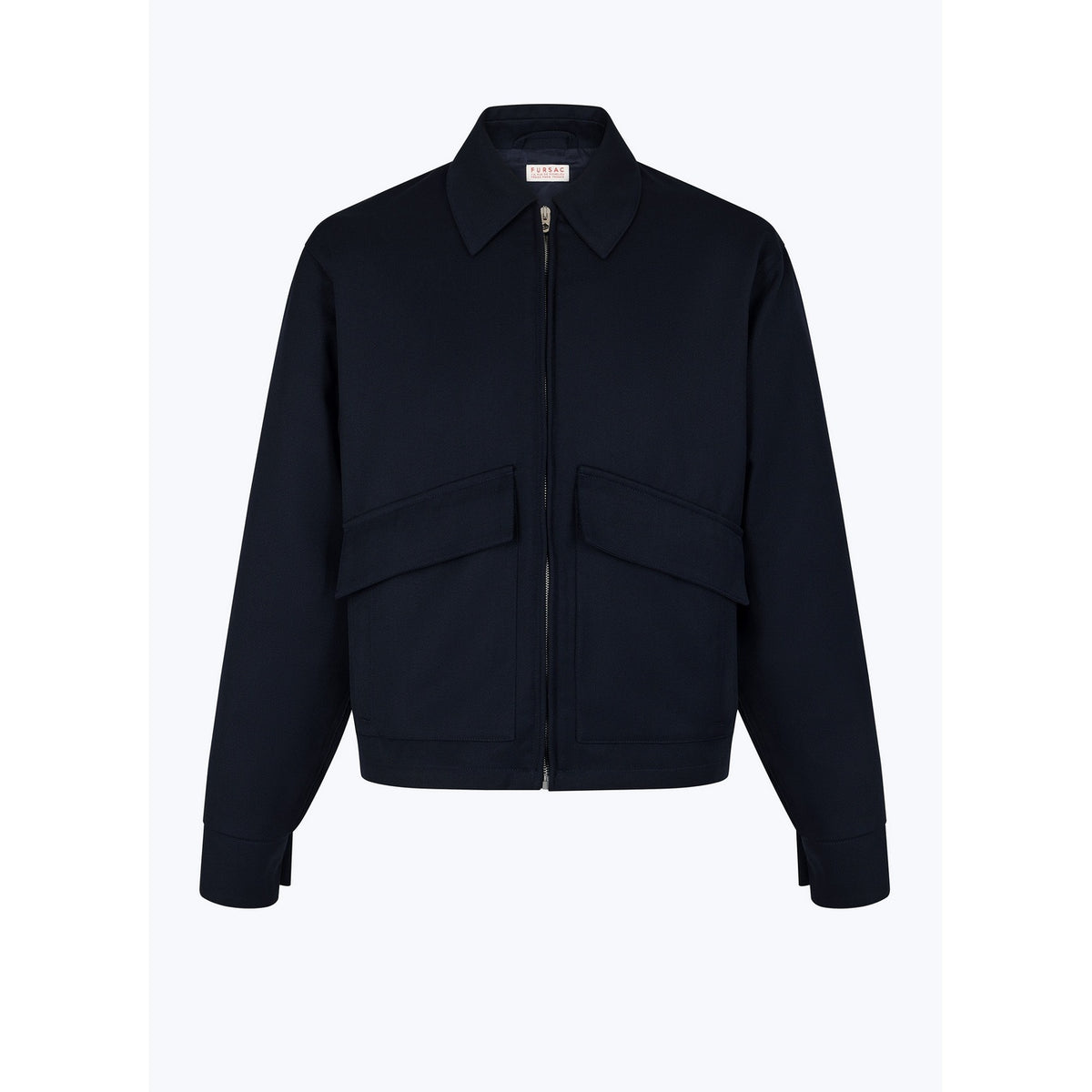 Wool Blend Twill Jacket - Navy Blue