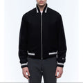 Wool Melton Varsity Jacket - Black