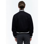 Wool Melton Varsity Jacket - Black
