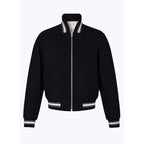 Wool Melton Varsity Jacket - Black