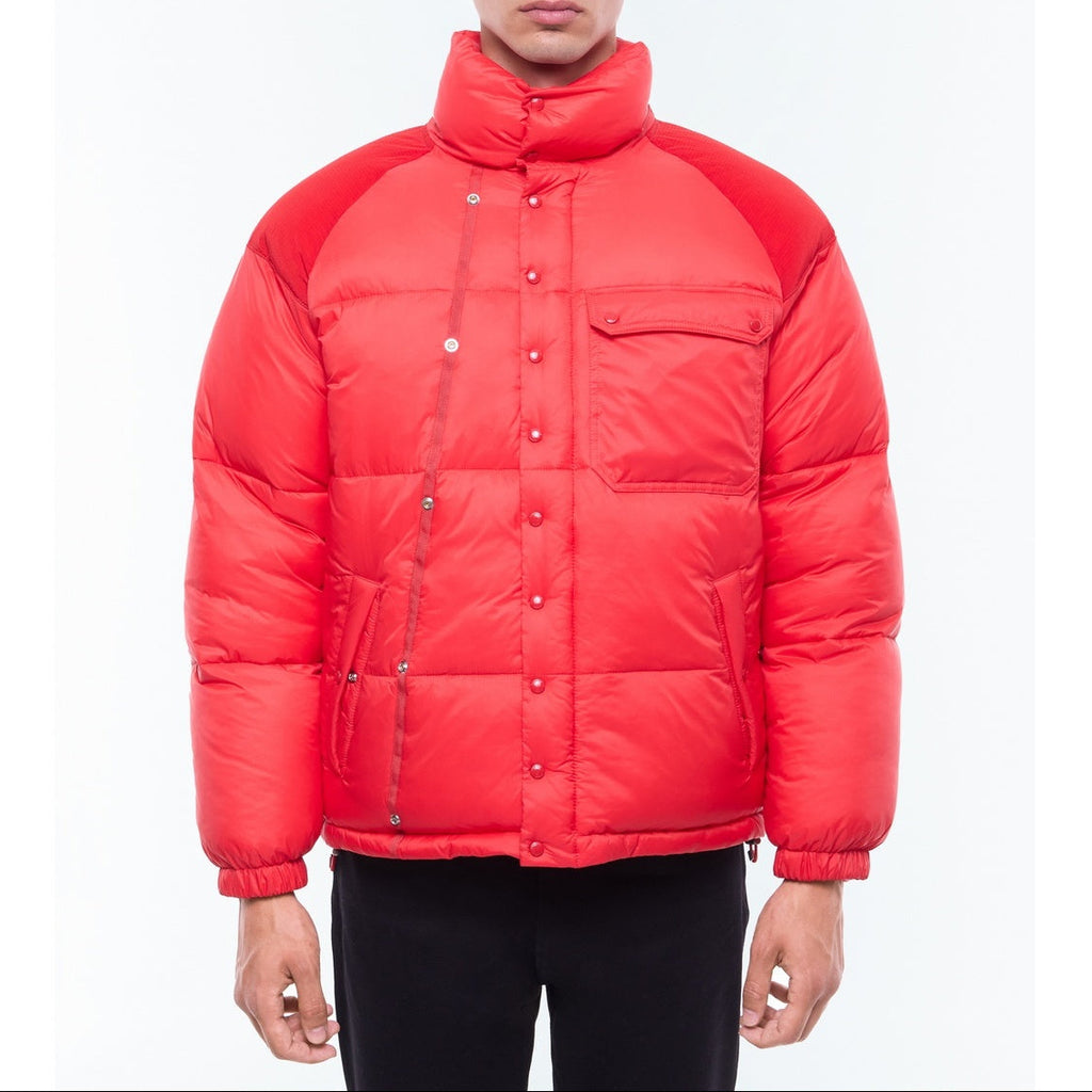 Down Jacket With Removable Mittens - Red
