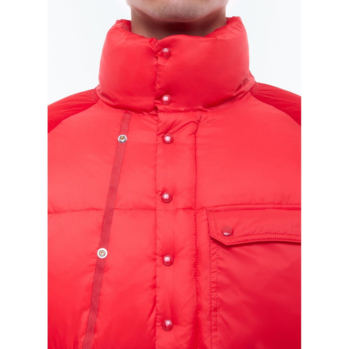 Down Jacket With Removable Mittens - Red