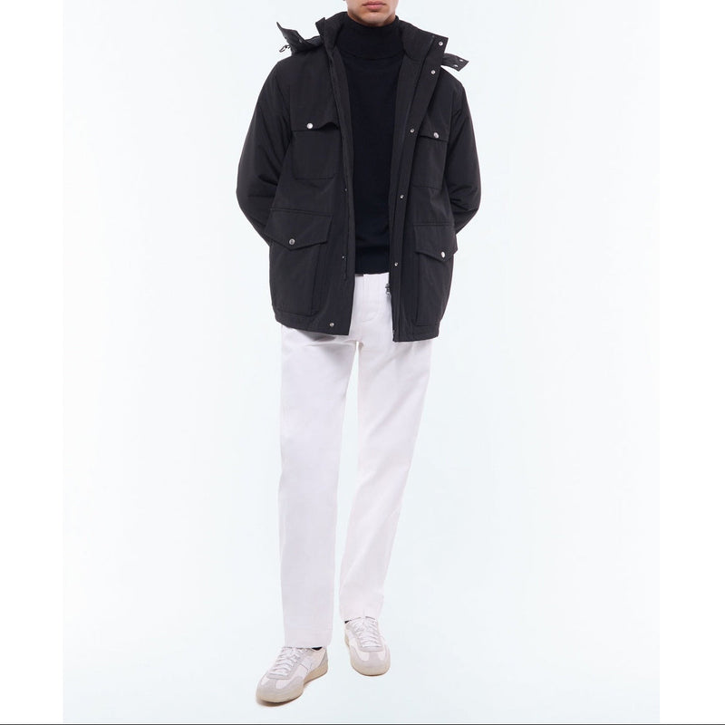 Quilted Multi-Pocket Parka - Black