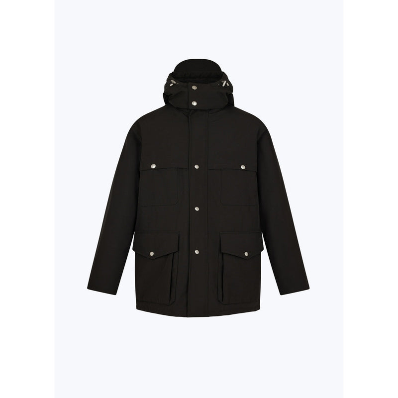 Quilted Multi-Pocket Parka - Black