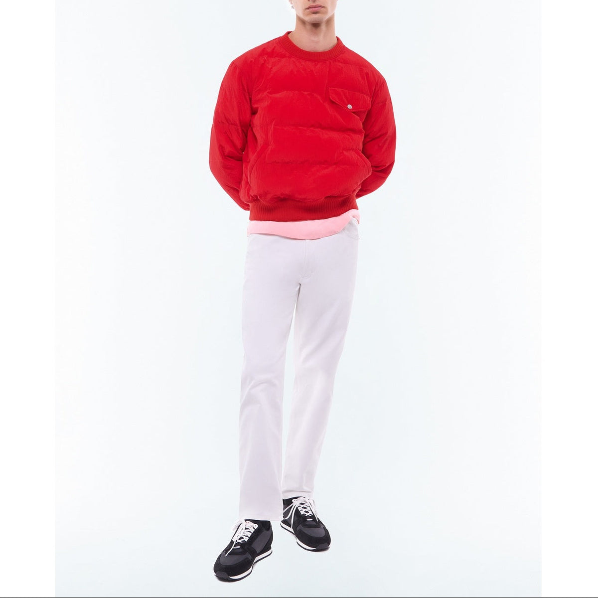 Gestepptes Sweatshirt aus wasserabweisendem Canvas - Rot