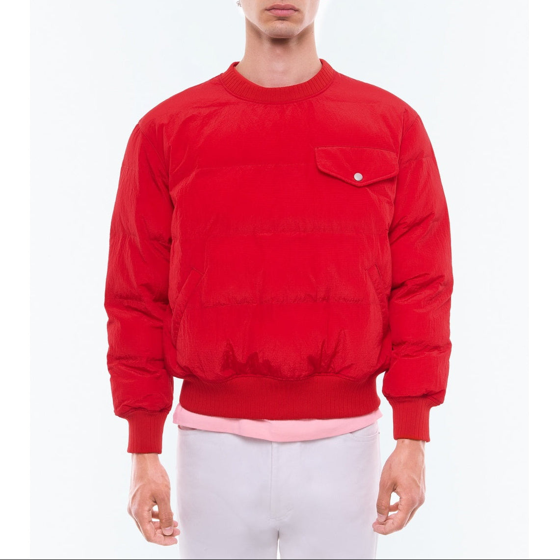Gestepptes Sweatshirt aus wasserabweisendem Canvas - Rot