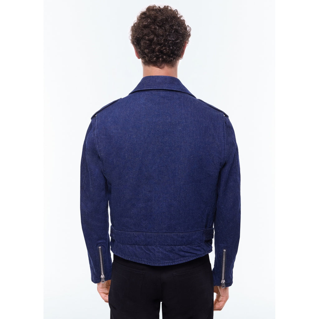 Cotton And Linen Denim Jacket - Denim Blue