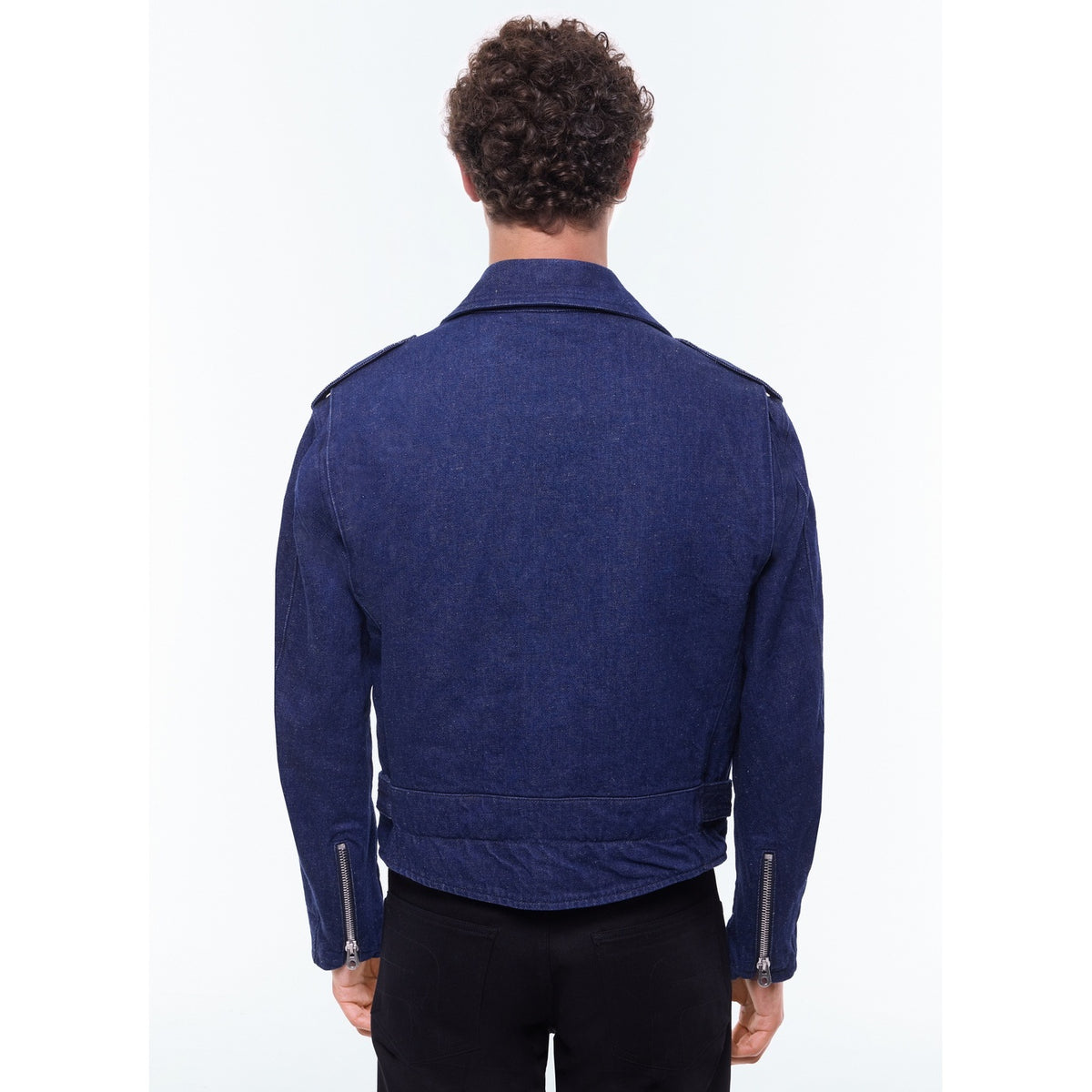 Cotton And Linen Denim Jacket - Denim Blue