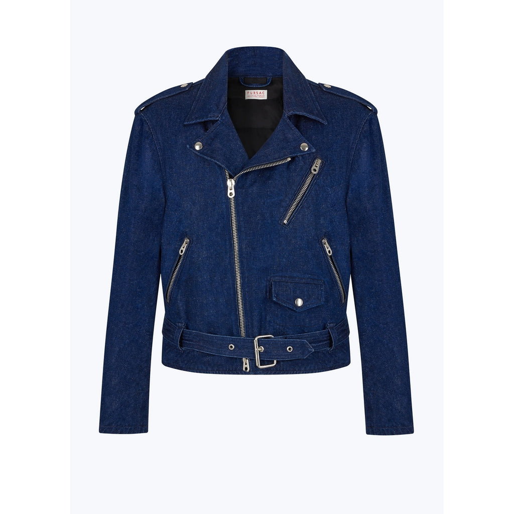 Cotton And Linen Denim Jacket - Denim Blue