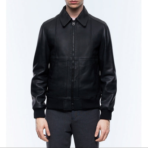 Blouson En Cuir D'Agneau Certifié - Noir