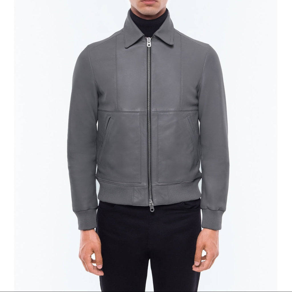 Certified Lambskin Leather Jacket - Gray