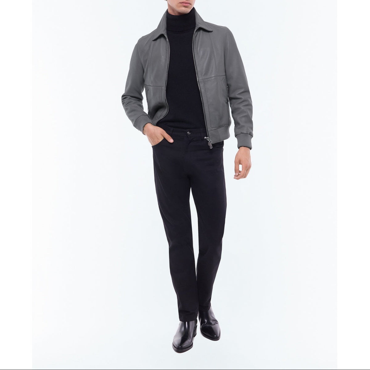 Certified Lambskin Leather Jacket - Gray
