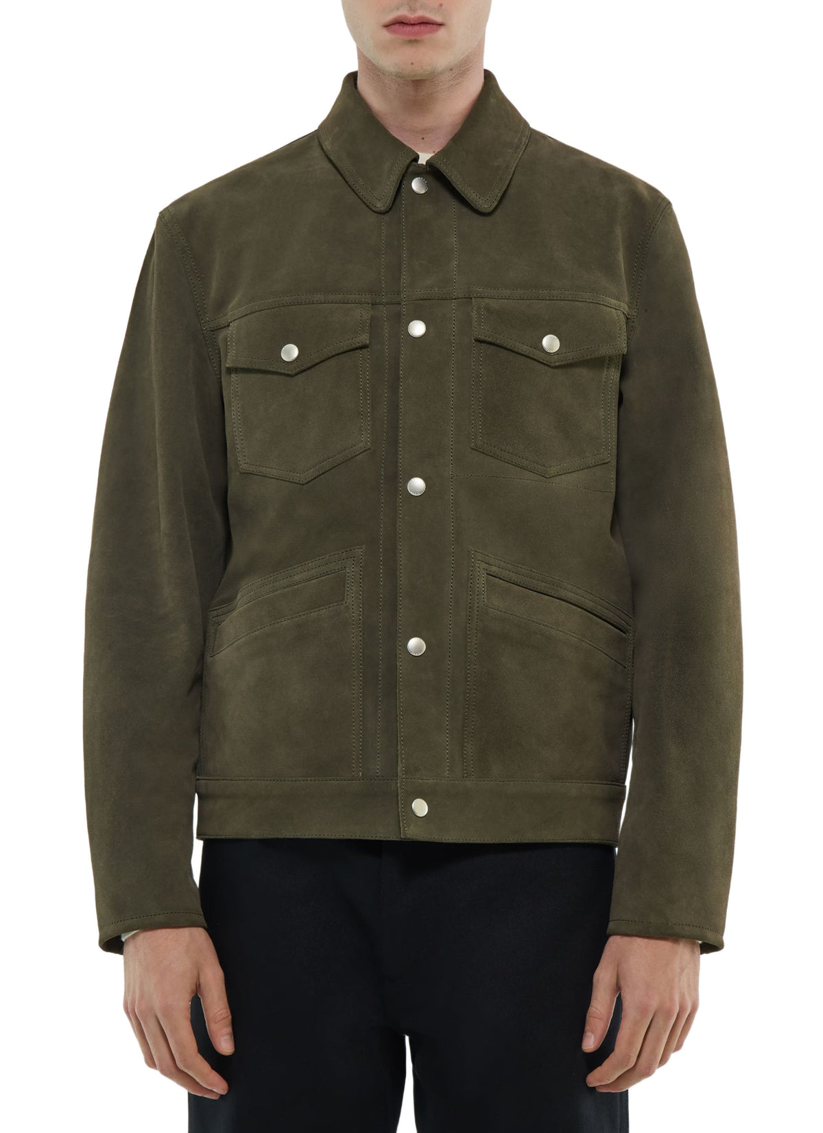 Blouson Trucker En Daim - Taupe