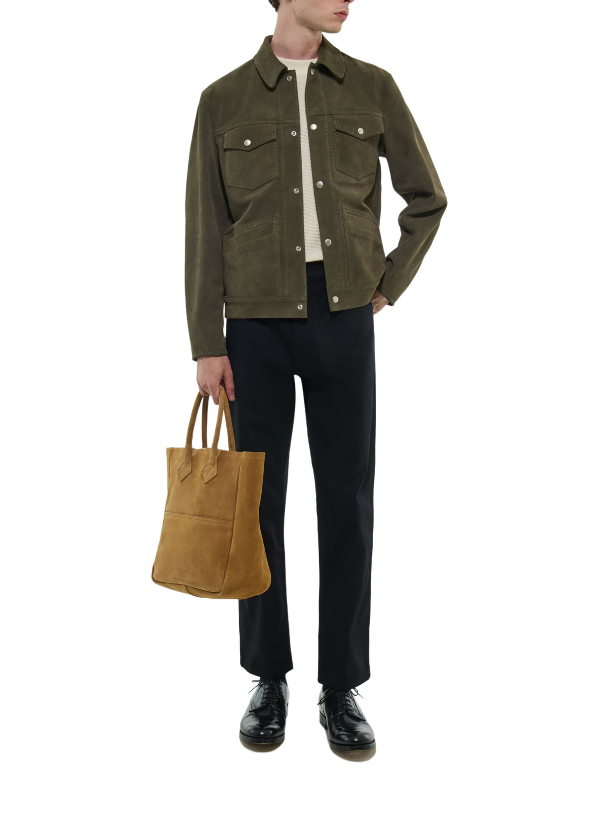Blouson Trucker En Daim - Taupe